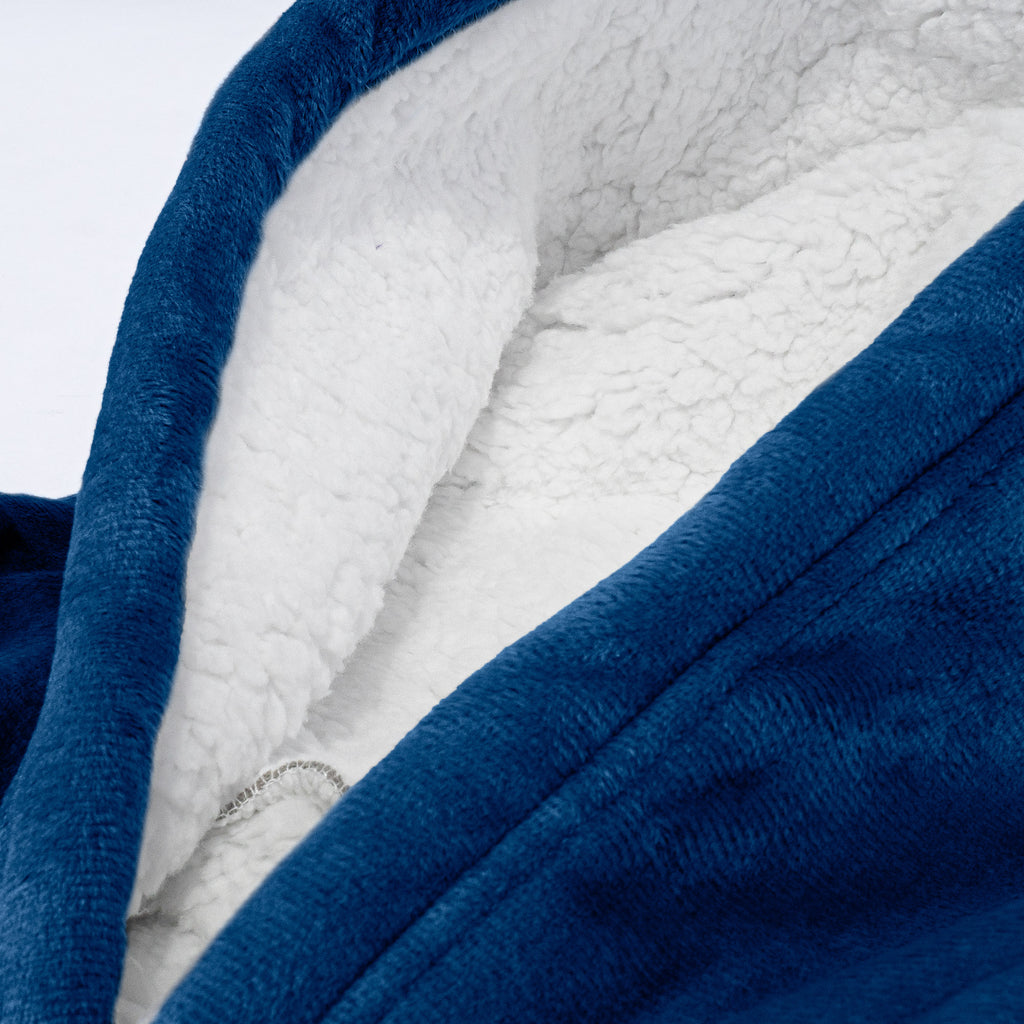 Kid's Oversized Hoodie Blanket Sweatshirt - Minky Dark Blue 06