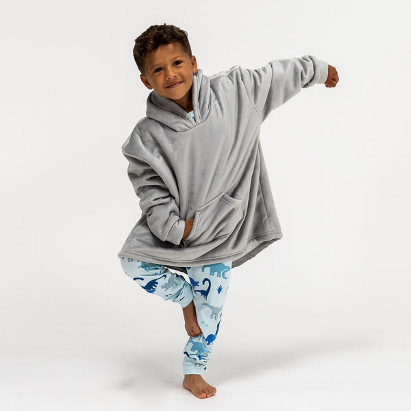 Kid's Oversized Hoodie Blanket Sweatshirt - Minky Grey 01