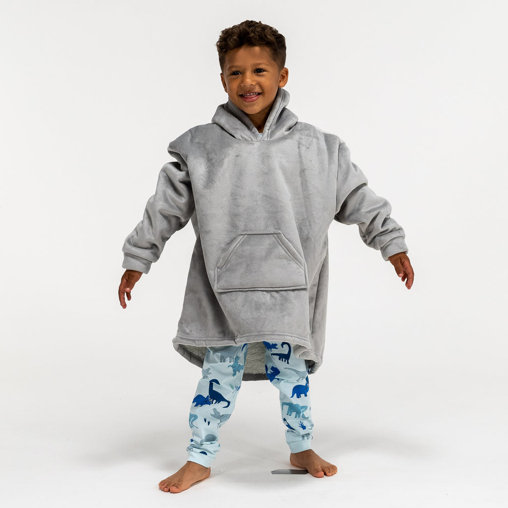 Kid's Oversized Hoodie Blanket Sweatshirt - Minky Grey 03