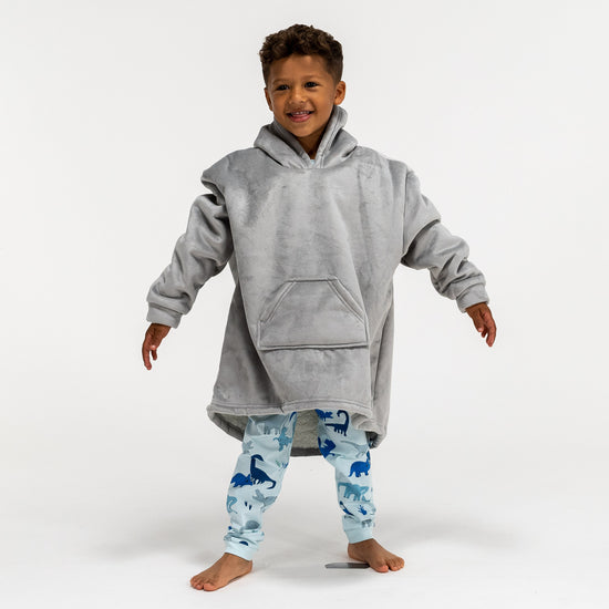 Lounge Pug Kids Oversized Hoodie Blanket Oversized Sweatshirt for Children Minky Grey Big Bertha Original UK