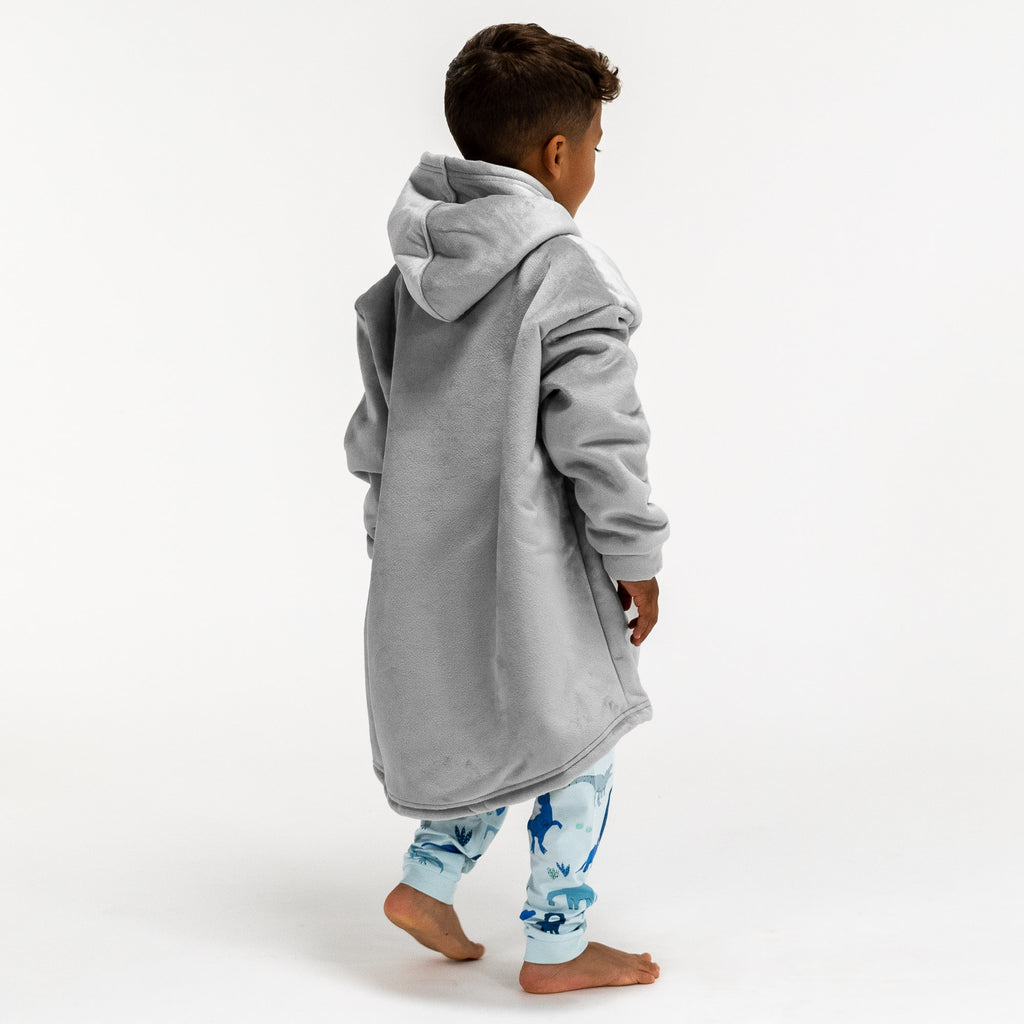 Kid's Oversized Hoodie Blanket Sweatshirt - Minky Grey 04