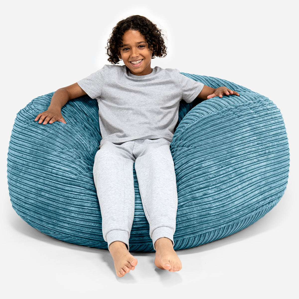 Lounge Pug Kids Super Sized Large Bean Bag Cord Aegean Blue Big