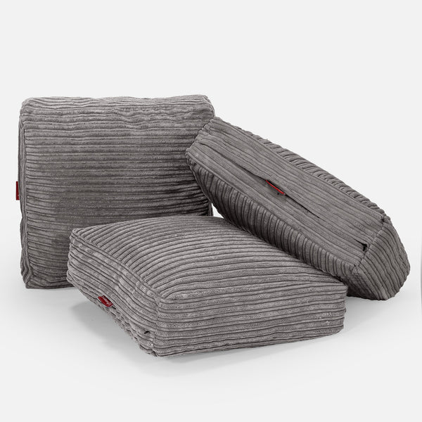 Large Floor Cushion - Cord Graphite Grey Fabric Close-up Image