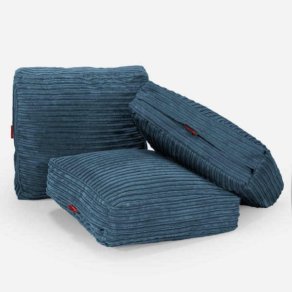 Large Floor Cushion - Cord Navy Blue Fabric Close-up Image