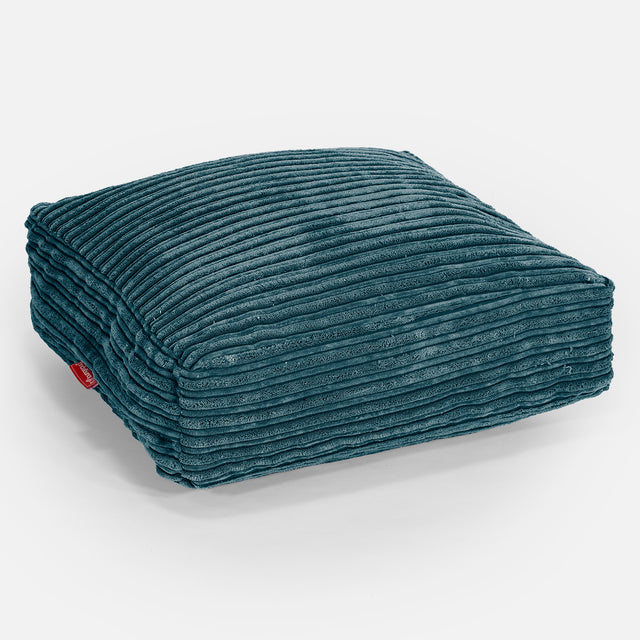 Large Floor Cushion - Cord Teal Blue 01