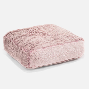 Large Floor Cushion - Faux Rabbit Fur Dusty Pink 01