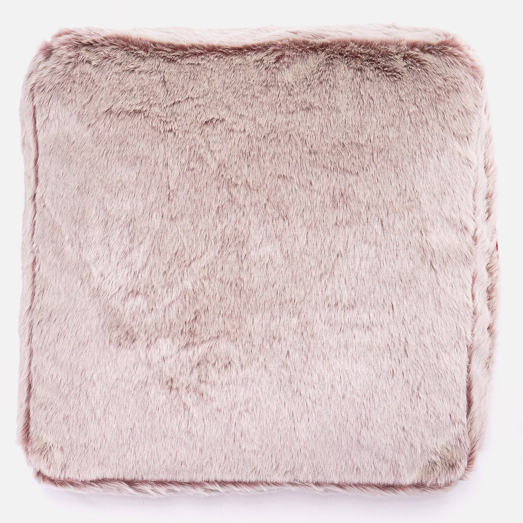 Large Floor Cushion - Faux Rabbit Fur Dusty Pink 03
