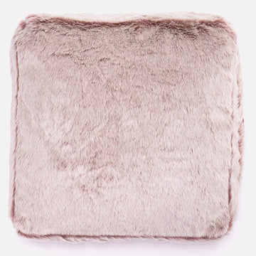 Large Floor Cushion - Faux Rabbit Fur Dusty Pink 03
