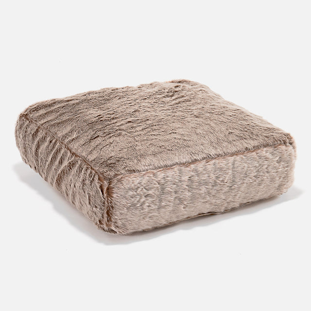 Large Floor Cushion - Faux Rabbit Fur Golden Brown 01