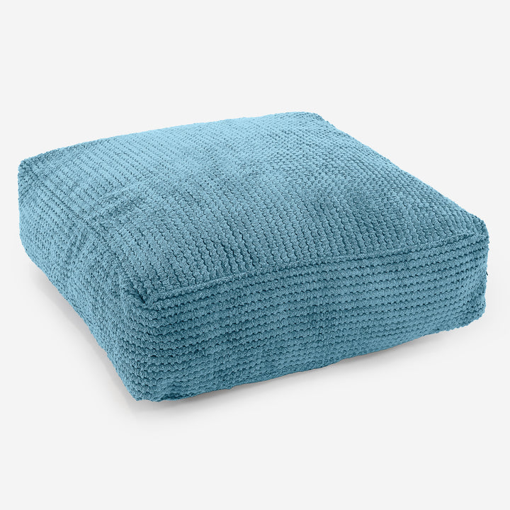 Large Floor Cushion Pom Pom Aegean Blue