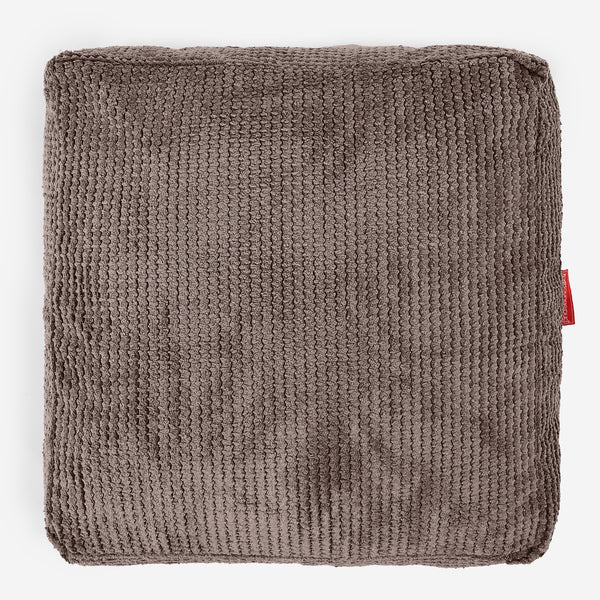 Large Floor Cushion - Pom Pom Chocolate Brown Fabric Close-up Image