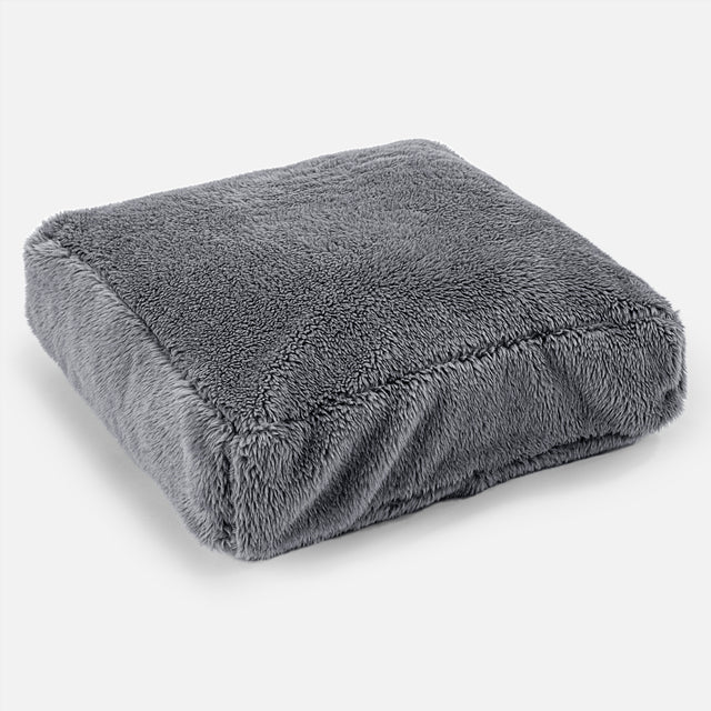 Large Floor Cushion - Teddy Faux Fur Dark Grey 01