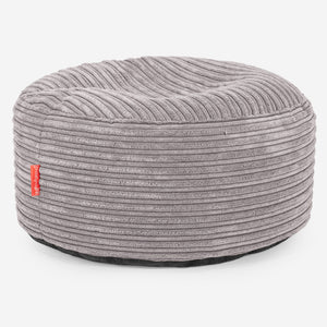 Large Round Footstool - Cord Silver Grey