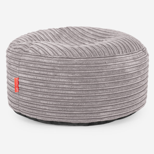 Large Round Footstool - Cord Aluminium Silver 01