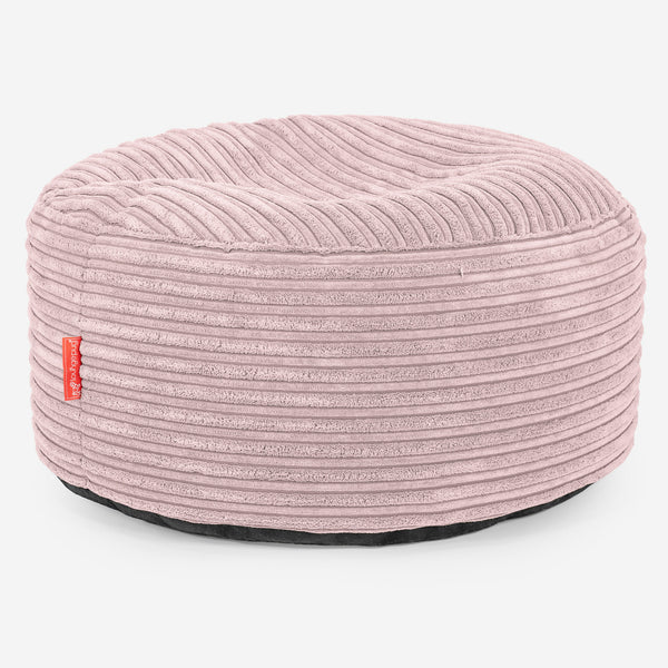 Large Round Footstool - Cord Blush Pink 01