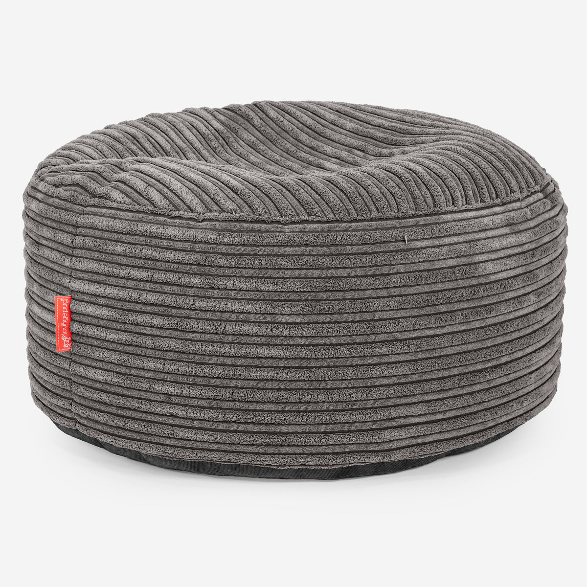 Lounge Pug Large Round Footstool Cord Graphite Grey Bean Bag Pouf Small