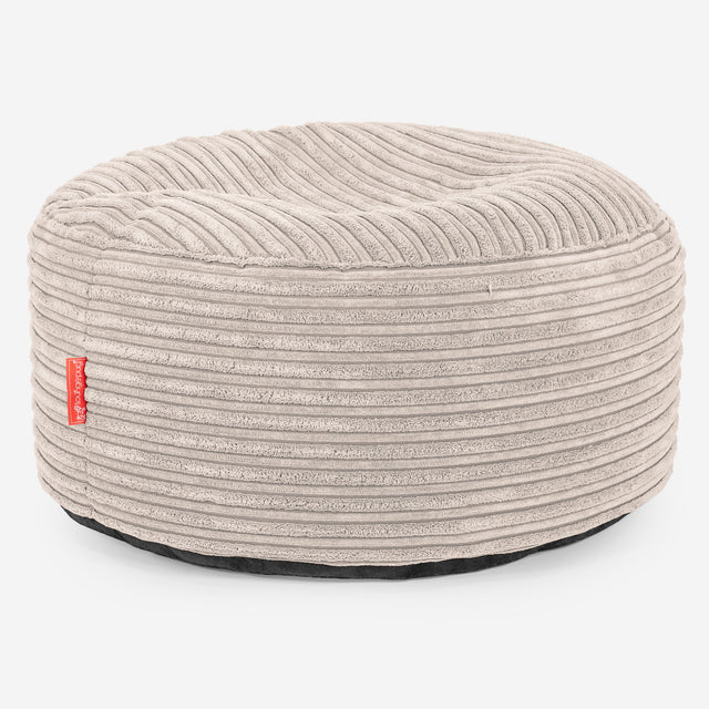 Large Round Footstool - Cord Ivory 01