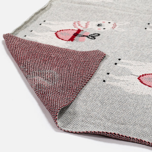 Childs Throw / Blanket - Cotton Blend Llama Fabric Close-up Image