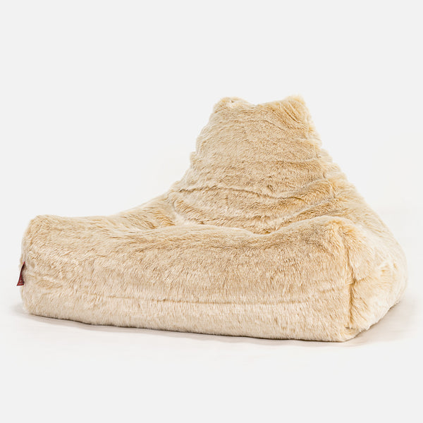 Lounger Beanbag - Faux Fur Sheepskin White 01
