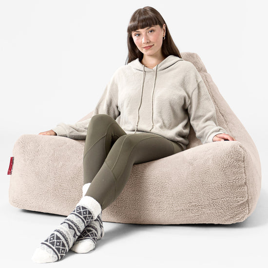 Lounger Beanbag - Teddy Faux Fur Cream 02