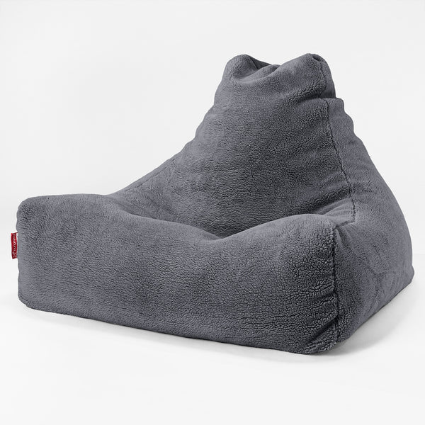 Lounger Beanbag - Teddy Faux Fur Dark Grey 01