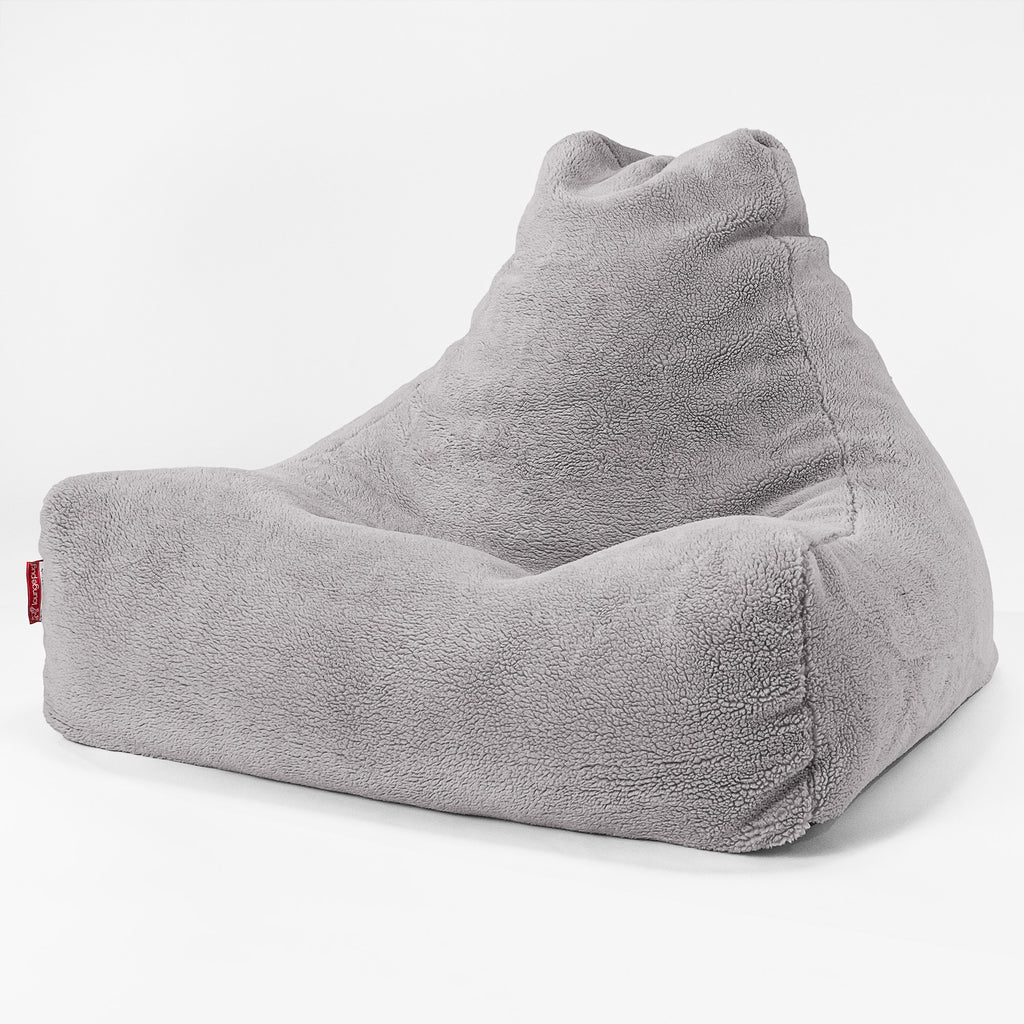 Lounger Beanbag - Teddy Faux Fur Medium Grey 01