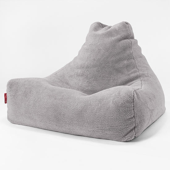 Lounger Beanbag - Teddy Faux Fur Medium Grey 01