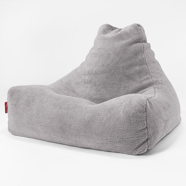 Lounger Beanbag - Teddy Faux Fur Medium Grey 01