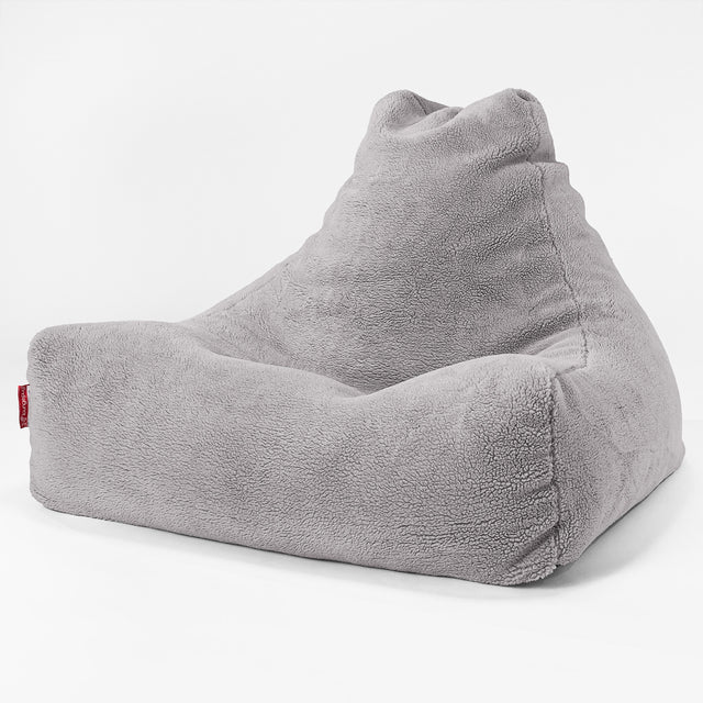 Lounger Beanbag - Teddy Faux Fur Medium Grey 01