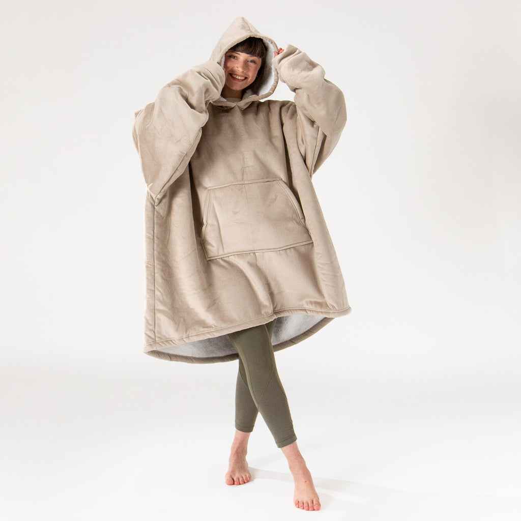 Oversized Hoodie Blanket Sweatshirt for Men or Women - Minky Cream / Mink 01