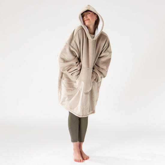 Oversized Hoodie Blanket Sweatshirt for Men or Women - Minky Cream / Mink 02