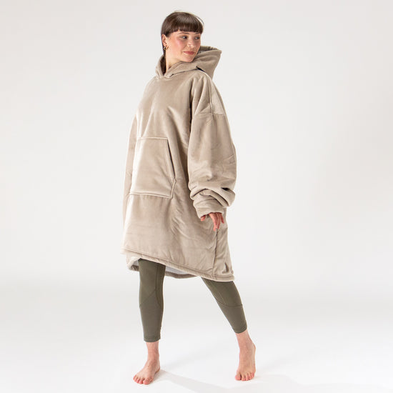 Oversized Hoodie Blanket Sweatshirt for Men or Women - Minky Cream / Mink 04