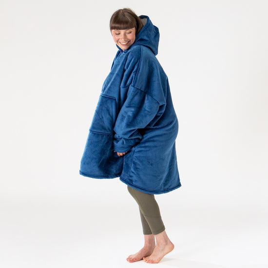 Lounge Pug Oversized Hoodie Blanket Sweatshirt For Men Women Minky Dark Blue One Size Fits All Big Bertha Original UK