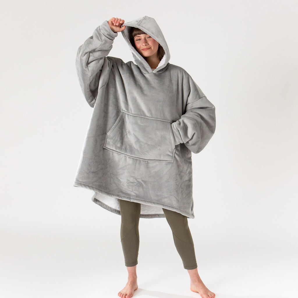 Oversized Hoodie Blanket Sweatshirt for Men or Women - Minky Grey 01
