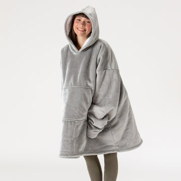Oversized Hoodie Blanket Sweatshirt for Men or Women - Minky Grey 03