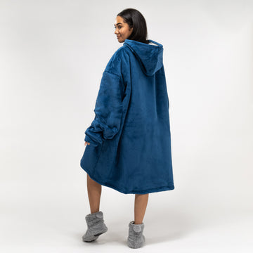 Oversized Zip Up Hoodie Blanket Sweatshirt for Men or Women - Minky Dark Blue 03