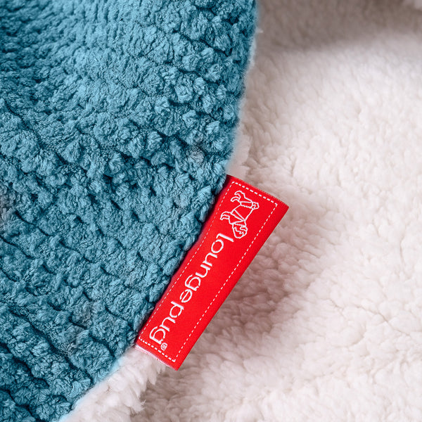 Sherpa Throw / Blanket - Pom Pom Aegean Blue Fabric Close-up Image