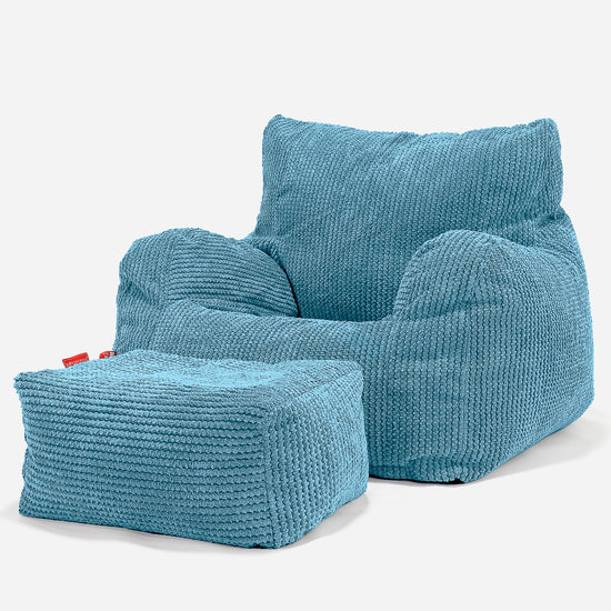 Bean Bag Armchair - Pom Pom Aegean Blue 02
