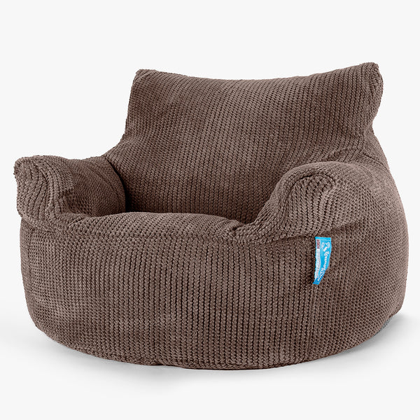 Children's Armchair 3-8 yr Bean Bag - Pom Pom Chocolate Brown 01