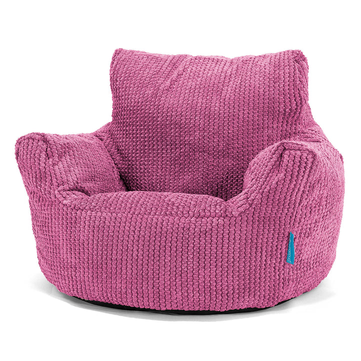 Kids Armchair Bean Bag for Toddlers 1-3 yr - Waffle Cord Pink 01