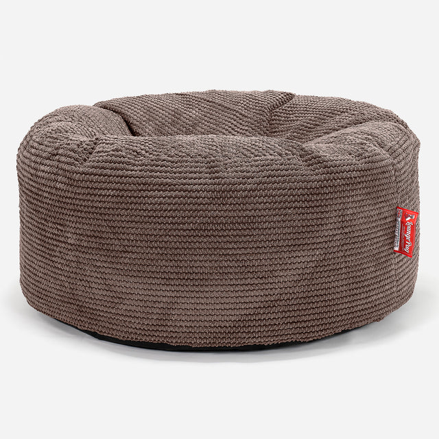 Large Round Pouffe - Pom Pom Chocolate Brown 01