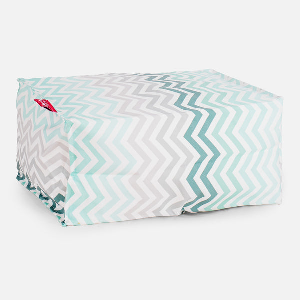 Small Footstool - Geo Print Chevron Teal 01