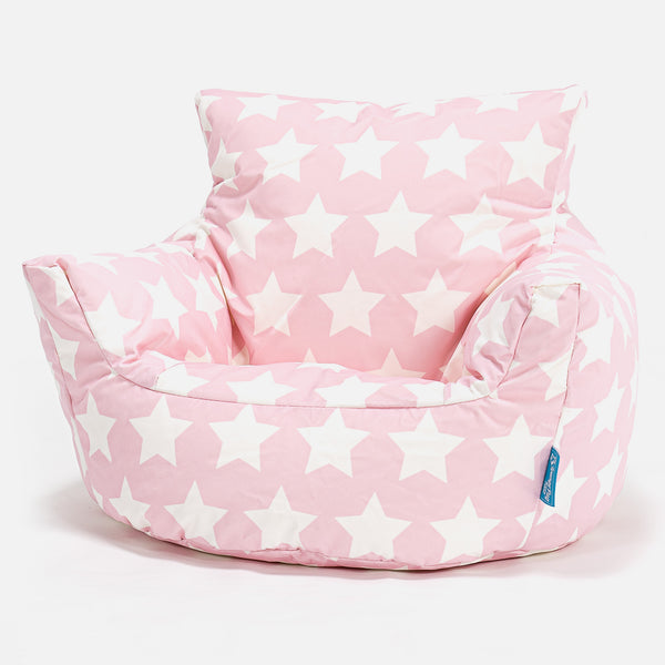 Kids Armchair Bean Bag for Toddlers 1-3 yr - Print Pink Star Fabric Close-up Image