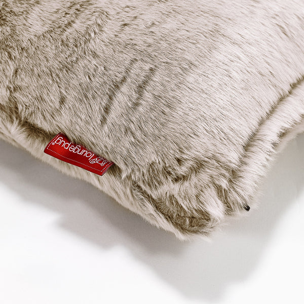 Decorative Rectangular Cushion Cover 35 x 50cm - Fluffy Faux Fur Rabbit Golden Brown Fabric Close-up Image