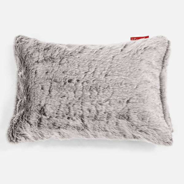 Rectangular Scatter Cushion 35 x 50cm - Faux Rabbit Fur Light Grey 01