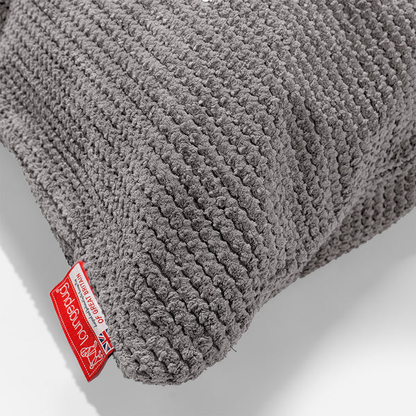 Rectangular Scatter Cushion Cover 35 x 50cm - Pom Pom Charcoal Grey Fabric Close-up Image