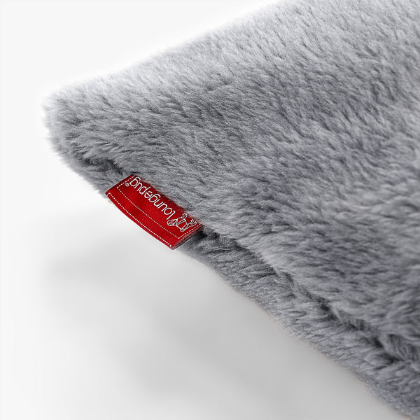 Decorative Rectangular Cushion Cover 35 x 50cm - Teddy Faux Fur Dark Grey Fabric Close-up Image