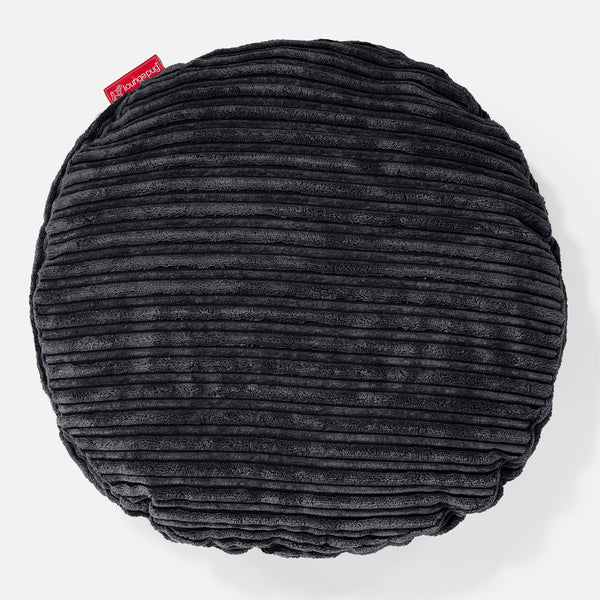 Round Scatter Cushion 50cm - Cord Black 01