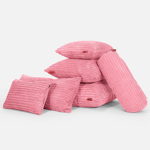 Round Scatter Cushion Cover 50cm - Cord Coral Pink Fabric Close-up Image