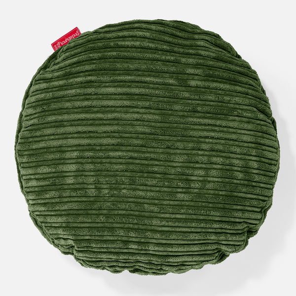 Round Scatter Cushion 50cm - Cord Forest Green 01